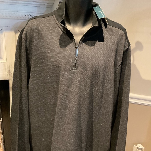 Perry Ellis Shirts | New Perry Ellis Quarter Zip Sweater Size XXL Gray with Black Trim | Color: Black/Gray | Size: XXL | Keross86's Closet